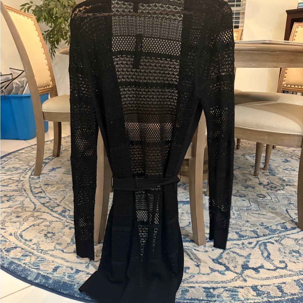 White House Black Market Black Open-Knit Cardigan